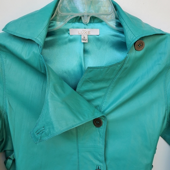 100% Lambskin Leather/Suede Aqua Teal Jacket NEW With Tags - Picture 9 of 12